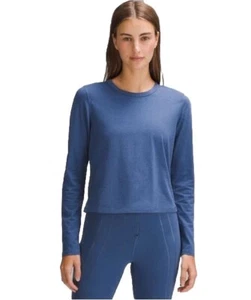 Camisa LULULEMON Ajuste Clásico Mezcla de Algodón Manga Larga Mujer Gota de Agua Azul Talla 8? - Imagen 1 de 13