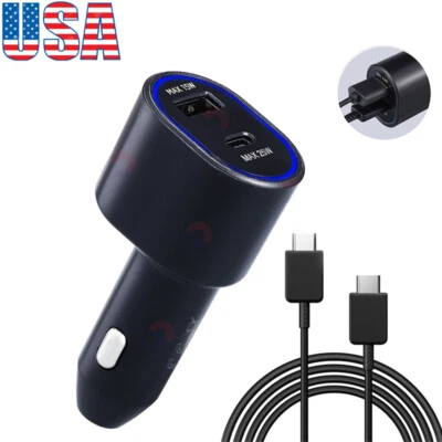 45W+15W PD3.0 Dual Port USB C Car Fast Charger for Samsung Galaxy 3ft Type Cable - Image 1 of 4