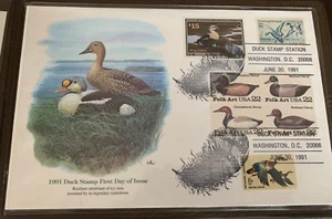 US Fleetwood FDC #RW58 King Eider - large envelope by Don Blake 1991 Perfect!! - Picture 1 of 5