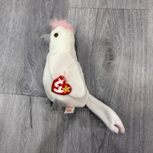 TY Beanie Baby Kuku the Cockatoo White Plush Bird Pink Crest 1997 - Bild 1 von 4