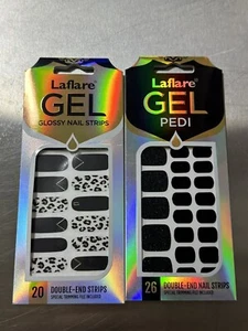 Set Of 2 Laflare Mani & Pedi Glossy Nail Strips Trimming File Included - Picture 1 of 6