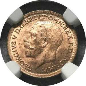 elf Great Britain Malta 1/3 Farthing 1913  George V  NGC MS63RD - Picture 1 of 3