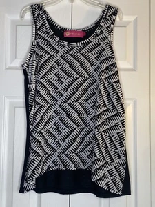 Tank Top Semi Sheer Macbeth Collection by Margaret Josephs Women's Geometric Med - Picture 1 of 4