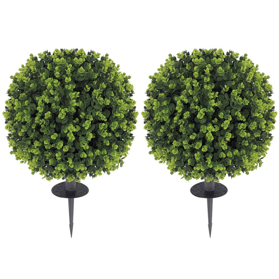 HOMCOM Set of 2 40cm Artificial Boxwood Topiary Ball Bush for Indoor Outdoor - Image 1 of 4