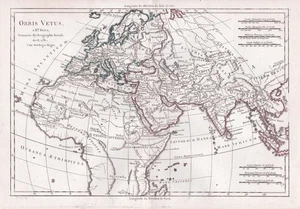 Old world map Weltkarte Mappemonde Antike Welt Bonne Kupferstich 1781 - Picture 1 of 1