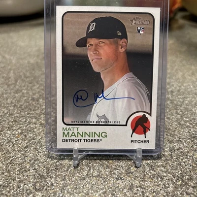 2022 Topps Heritage Baseball Matt Manning Real One Auto #ROA-MMG Detroit Tigers - Image 1 of 2