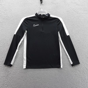 Nike Dri Fit Kids Soccer Training Top Medium Black White Long Sleeve 1/4 Zip NWT - Foto 1 di 12