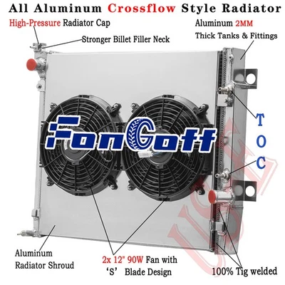 3-Row Aluminum Radiator Shroud+Fan Fit 2003-2009 Toyota 4Runner Lexus GX470 4.7L Foto 1 de 4