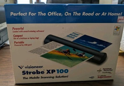 VISIONEER STROBE XP 100 BLACK PORTABLE SHEETFEED DOCUMENT MOBILE SCANNER NEW - Image 1 of 4