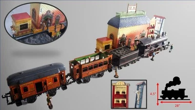 1910's Large Bing 1-gauge Continental locomotive w/ Station and Dutch Cities - Image 1 of 4