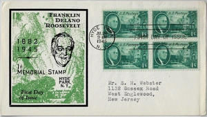 Estampillas de Estados Unidos, FDC, FRANKLIN DELANO ROOSEVELT, Scott #930, lote: 1078 - Imagen 1 de 1