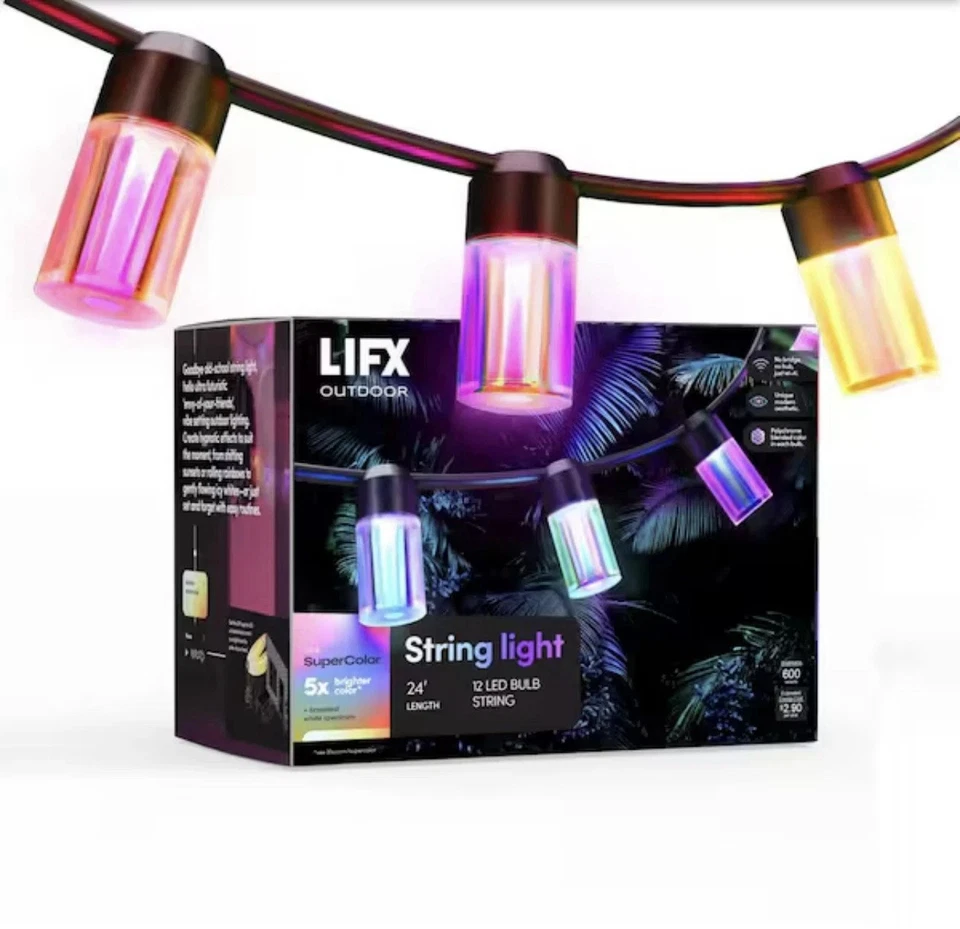 Lifx LFXSL24-12/LED 12-Light 24 ft. RGB Smart Wi-Fi String Light Alexa/Google/S