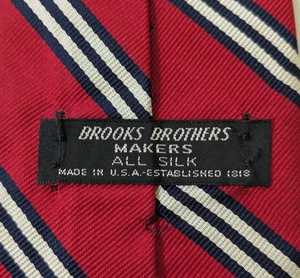 Vintage Brooks Brothers Makers All Silk Tie Red Striped 57x3.5 - Needs Dry Clean - Picture 1 of 4