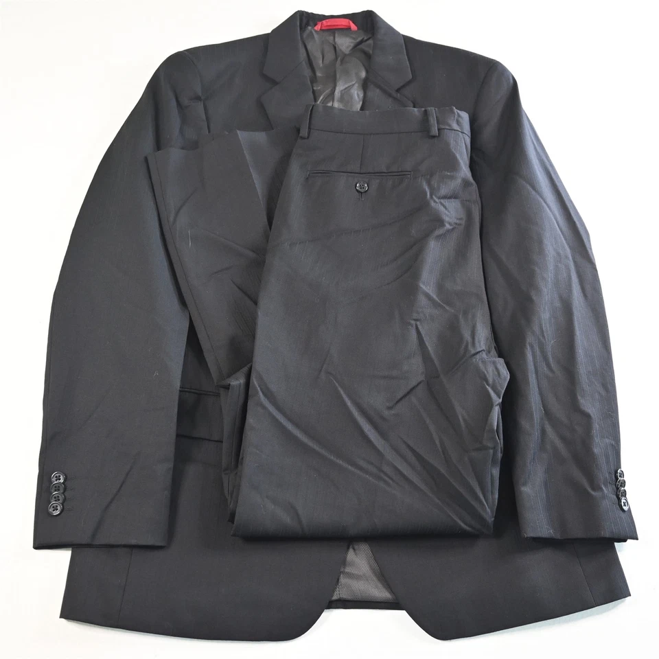 Alfani 40R 36 x 32 черный в полоску 100% шерсти Мужская куртка брюки костюм - Изображение 1 из 4