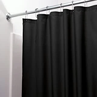 Shower Curtain Liner Black Machine Washable Vinyl Magnetized - Image 1 of 4