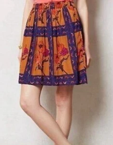 Anthropologie Maeve Floral Beaded A-Line Pull On Skirt Size Medium W/ Pockets - Picture 1 of 8