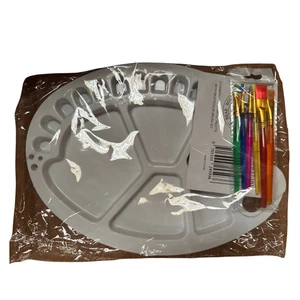 Paleta de pintura de artista de 17 pocillos + juego de pinceles bandeja mezcladora de plástico grande con orificio para el pulgar - Imagen 1 de 2