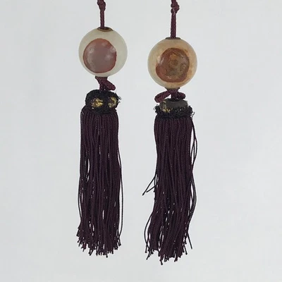 Piedra de ágata japonesa colgante pergamino pesas Fuchin Kakejiku borla púrpura FC339 Foto 1 de 4