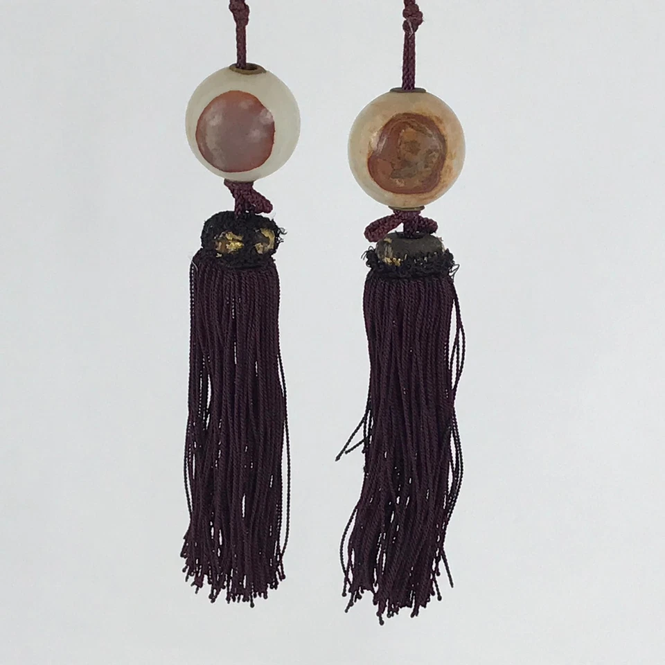 Piedra de ágata japonesa colgante pergamino pesas Fuchin Kakejiku borla púrpura FC339 Foto 1 de 4