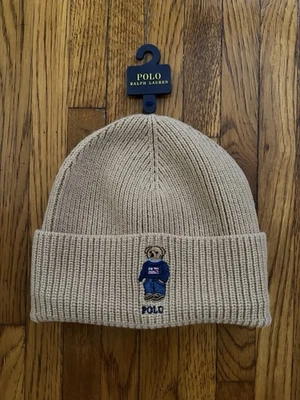 Ralph Lauren Polo Bear Gorro Lana NUEVO CON ETIQUETAS Unisex Talla Única Camel Foto 1 de 3