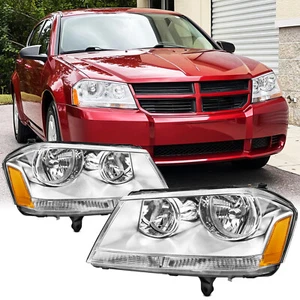 For 2008-2014 Dodge Avenger Headlights Assembly Chrome Housing Amber Corner - Picture 1 of 6