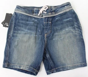 Quicksilver Street Trunk Denim Short Jeans Distressed Blue Size 26/12 - Picture 1 of 6