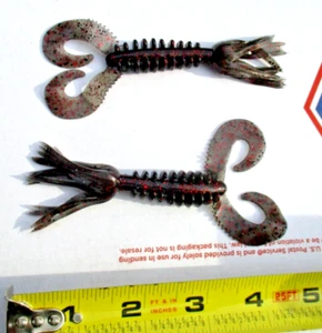 10ct SMOKE RED & BLACK 5"TWINTAIL HULA GRUBS Bass Jig Trailers Skirted Grub Jigs - Picture 1 of 5