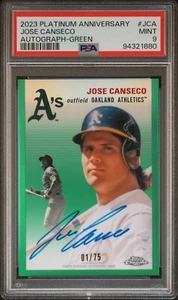 Jose Canseco 2023 Topps Platinum Anniversary Autograph Green 01/75 PSA 9 A's - Picture 1 of 2