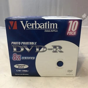 Verbatim 8x DVD+R DL 4.7GB 120min Printable 10 Pack Individually Sealed Jewel - Picture 1 of 12