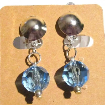 Clips Ohrclips Acryl- Perle facettiert blau silberf - Bild 1 von 4