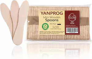 Mini Wooden Spoons Small Tasting Spoons 3" Ice Cream Spoons 100Pcs, Natural Birc - Picture 1 of 7