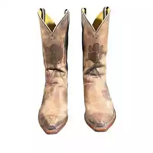 Nocona Collegiate Brown Leather Clemson University Tigers Western Boots Women 10 - Picture 1 of 6