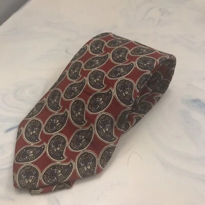 Abercrombie & Fitch Men’s Handmade Silk Necktie Paisley Print Red Size 58” EUC Foto 1 de 4