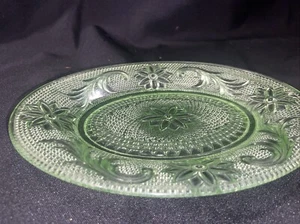 INDIANA GLASS TIARA CHANTILLY GREEN GLASS Oval Plate 8 INCH-D - Picture 1 of 6