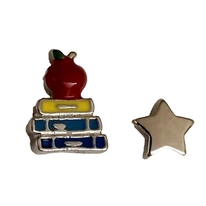 Authentic Origami Owl Colorful Teacher Book Stack Apple Star Charms for Locket - Picture 1 of 4
