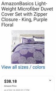 King Duvet Cover Set Purple Floral Printed Soft King Bedding Duvet w Zipper New - Picture 1 of 5