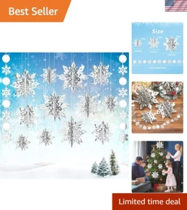 180 Zoll 3D hängende silberne Schneeflocken - perfekt für Winterfeste, 15 Stück - Bild 1 von 9