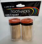 Cueilleurs à dents en bambou 2 pots de 250 pièces - 500 nombre total - NEUF ROUGE