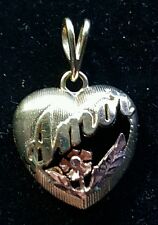 Amor LOVE 14K Yellow Gold tri color Heart Pendant necklace 