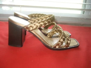 Women's BOTTEGA VENETA WOVEN Bag Open Toe Block Heels Shoes sz 36 , US 5-5.5 - Picture 1 of 15