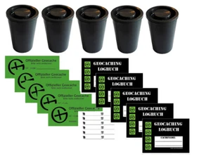 Geocache Set Paket - 15 tlg. Filmdosen mit Logbücher + Dosenaufkleber Micro - Bild 1 von 1