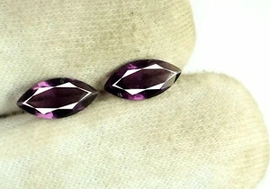 Coppia Gemme Ametista Viola Naturale 2,70 Ct/11 mm Taglio Marchesa Certificate AGI - Foto 1 di 5