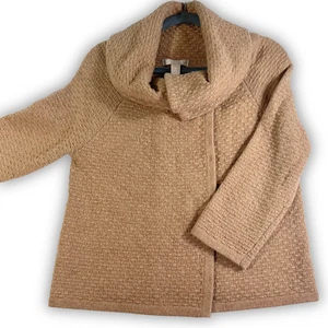 Banana Republic hellbraun italienisches Garn Druckknopfverschluss Pullover Größe M - Bild 1 von 11