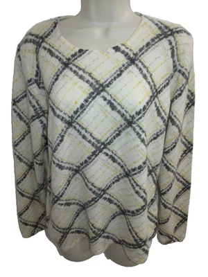 Suéter Charter Club 100 % 2 capas cachemir crema amarillo gris diamante talla L Foto 1 de 3