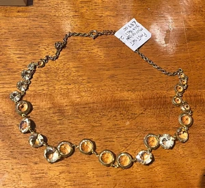 paste set necklace,morgenite gemstone gilt 22cm length - Picture 1 of 3