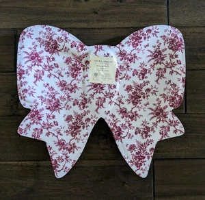 Laura Ashley Country Red Pink White Floral Bow Melamine Serving Tray Platter - Picture 1 of 3