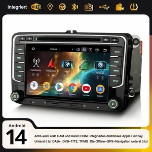 Android 14 Autoradio Für VW Golf 5/6 Passat Tiguan Polo T5 Caddy Skoda SEAT Navi - Bild 1 von 24