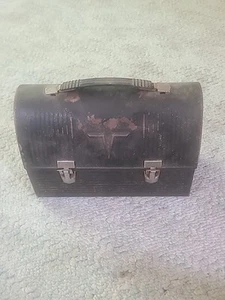 Vintage 1950’s King Seeley THERMOS Black Metal V Dome Lunchbox Made in USA - Bild 1 von 13