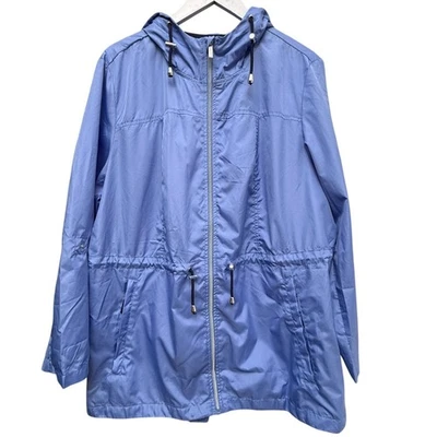 Susan Graver 风衣夹克加大码 1X 紫色浅 Anorak 可打包连帽 — 第 1/4 张图片