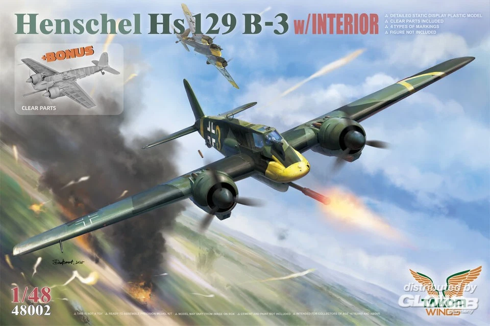 Takom: Henschel Hs 129 B-3 w/INTERIOR + BONUS (CLEAR PARTS) in 1:48 [7051423539] - Immagine 1 di 1